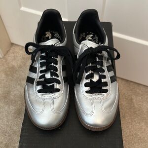 adidas Silver and Black Samba Athletic Shoes